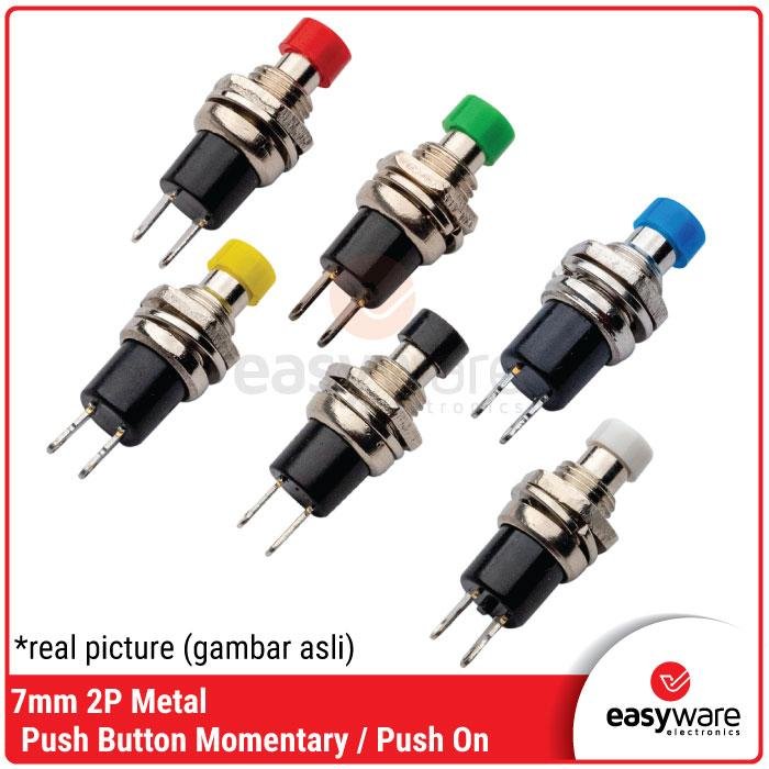 Push Button Switch DS-110 3A 250V Momentary – Saklar Tekan Lepas 7mm Metal