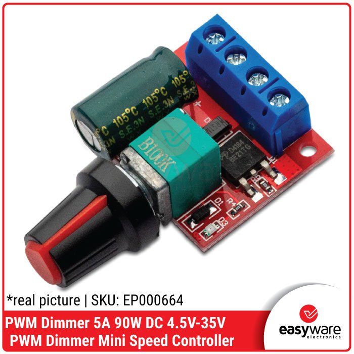 PWM Dimmer Mini Speed Controller 5A – Smart DC LED Power Regulator 4.5–35V 90W