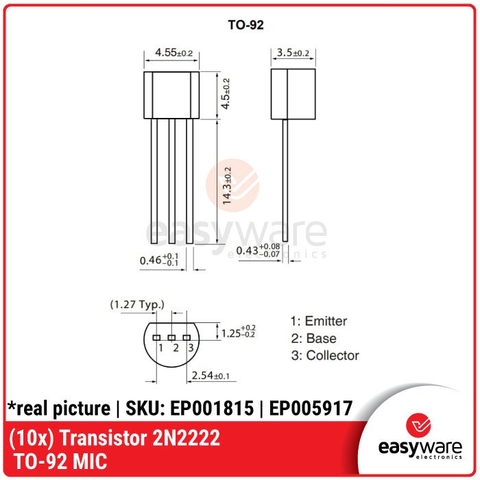 10pcs Transistor 2N2222 2N2222A TO-92 Bipolar Transistor BJT 2N 2222 TO92 NPN Transistor 40V 625mW - Image 2
