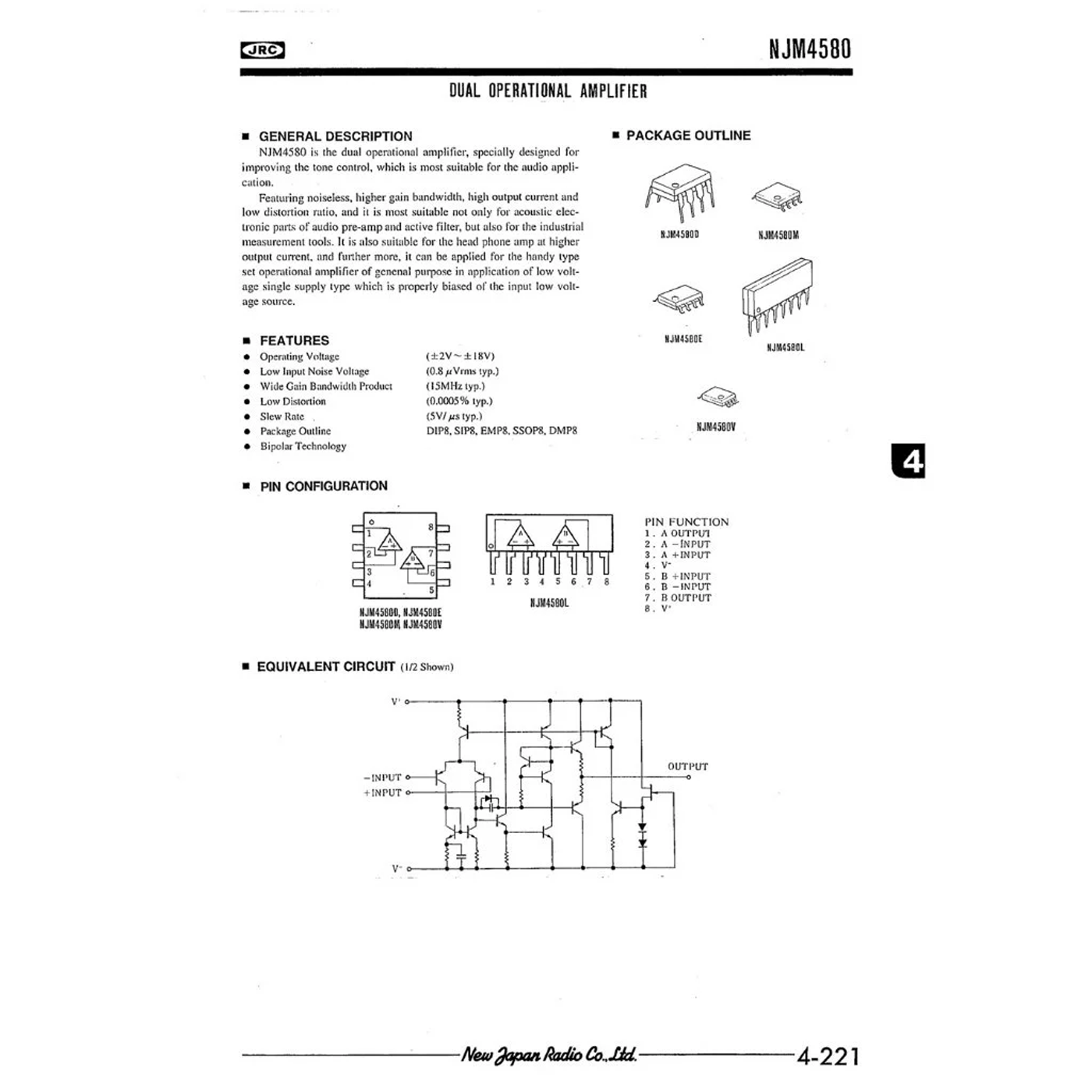 IC Dual Op-Amp NJM4580M NJM4580E RC4580IDR – IC Audio SOP-8 / DMP-8 Original JRC & Texas Instruments - Image 11