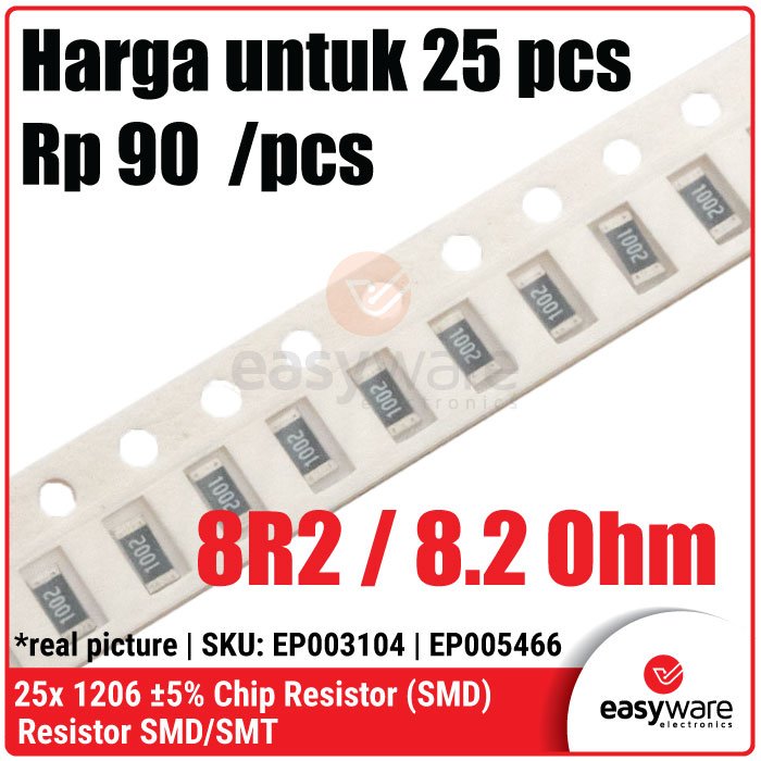 25pcs Resistor 1206 5% 0R 1R 1R5 1R8 2R4 2R7 3R3 5R6 8R2 15R 22R Chip Resistor SMD 1206 5% 1.5 Ohm 22 Ohm - Image 5