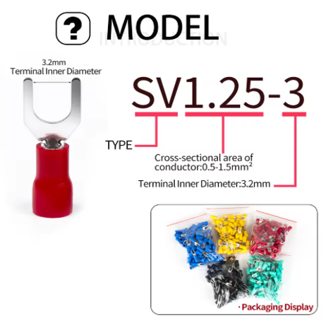 20x Fork Terminal SV-1.25-3 (Skun Y) – Konektor Kabel M3 Warna Merah, Biru, Kuning, Hijau, Hitam - Image 2