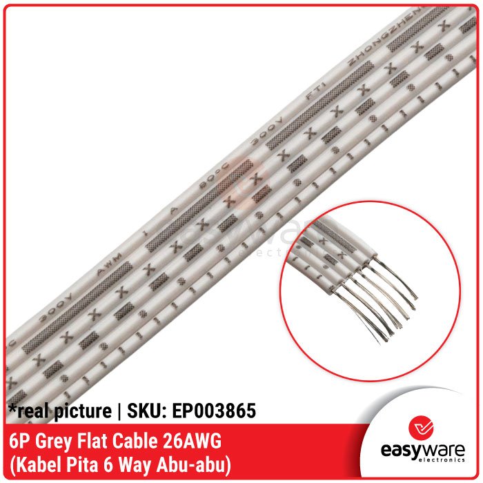 Kabel Pita 6 Pin 6P 6 Line Way AWG 26 Ribbon Flat Satu Meter Kabel Serabut 6P 6 Pin Abu / Pink - Image 6