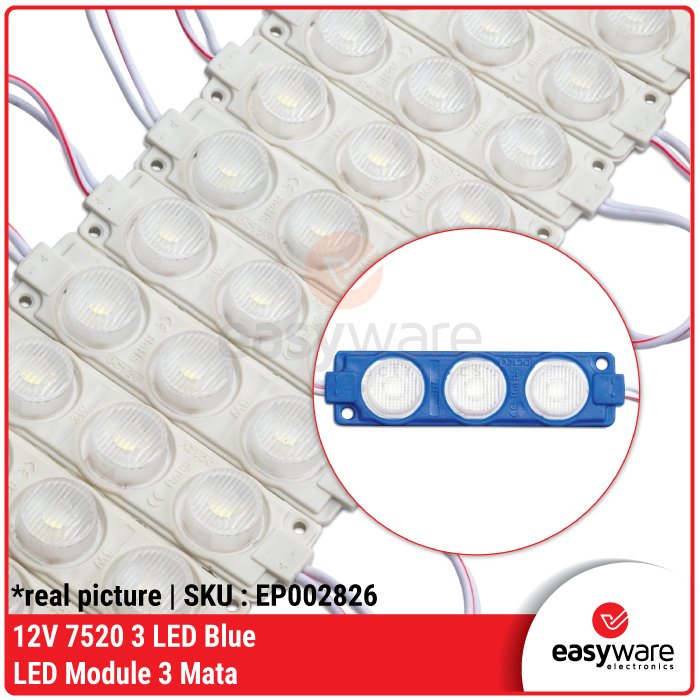 Modul LED 3 Mata 7520 – Lampu LED 12V dan 24V Warna Merah, Hijau, Biru, Kuning, Putih - Image 2