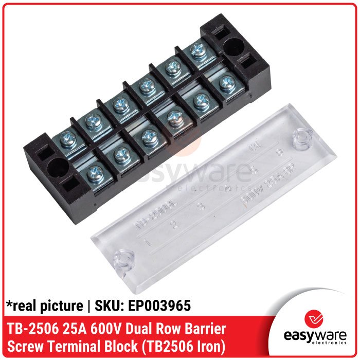 Terminal Blok Sekrup Dual Row TB-2506 – Konektor Daya 6 Pin 600V 25A