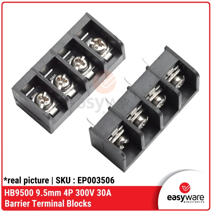 Terminal Block HB9500 9.5mm 2P 3P 4P – Connector Barrier 300V 25A Dengan/Tanpa Cover - Image 5