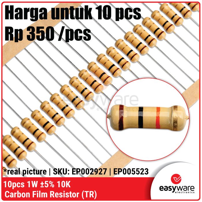 10x Carbon Film Resistor 1W 5% 1K 1K5 2K2 3K3 3K9 4K7 6K8 10K 12K 22K - Image 3