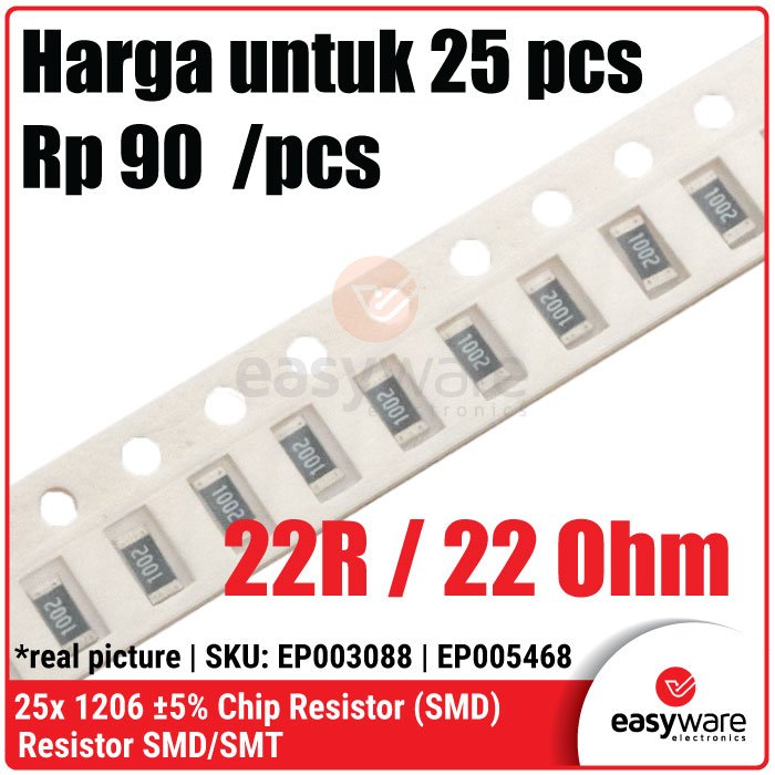 25pcs Resistor 1206 5% 0R 1R 1R5 1R8 2R4 2R7 3R3 5R6 8R2 15R 22R Chip Resistor SMD 1206 5% 1.5 Ohm 22 Ohm - Image 3