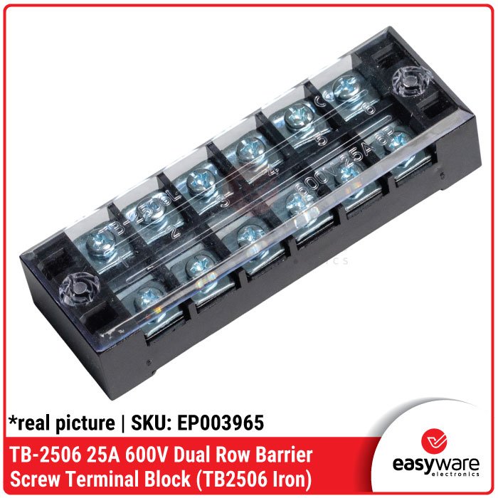 Terminal Blok Sekrup Dual Row TB-2506 – Konektor Daya 6 Pin 600V 25A - Image 2