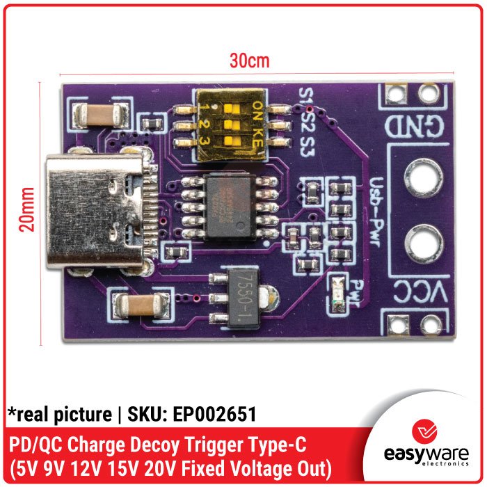 PD/QC Charge Decoy Trigger Type C USB Module Pemicu Tegangan 5V 9V 12V 15V 20V Fixed Output - Image 2