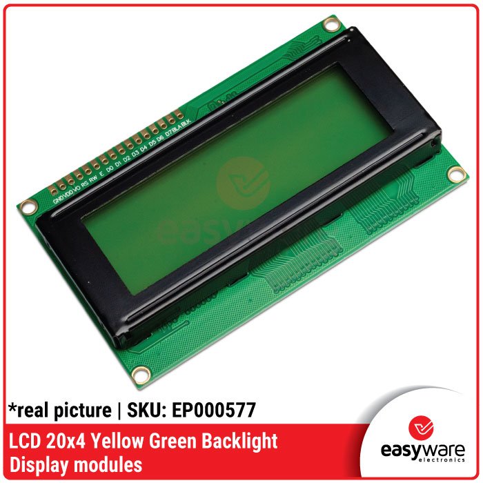 LCD 20×4 Yellow Green Backlight – Layar Karakter 2004 for Arduino ESP32 STM32