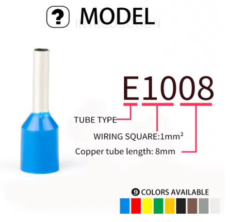 50pcs Crimp Terminal E1008 VE1008 Skun Insulated Ferrules Terminal Block Kabel Tusuk Skun Kabel Ferrules 1mm E1008 - Image 2