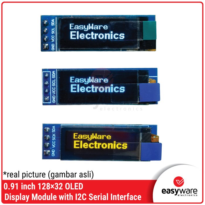 0.91 inch 128×32 OLED Display Module with I2C Serial Interface Blue / White / Yellow Color - Image 5