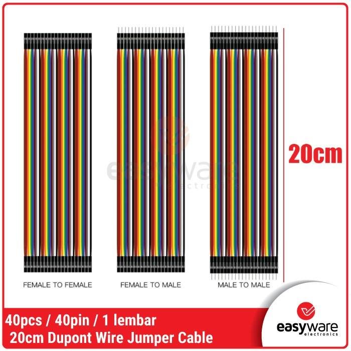 40pcs Kabel Jumper 20cm Dupont 40 Pin – Varian Male to Male / Female / Male-Female