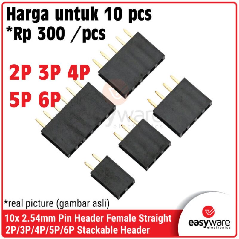 [10 PCS] [5 PCS] 2.54mm Pin Header Female 1x2P 1x3P 1x4P 1x5P 1x7P/8P ...