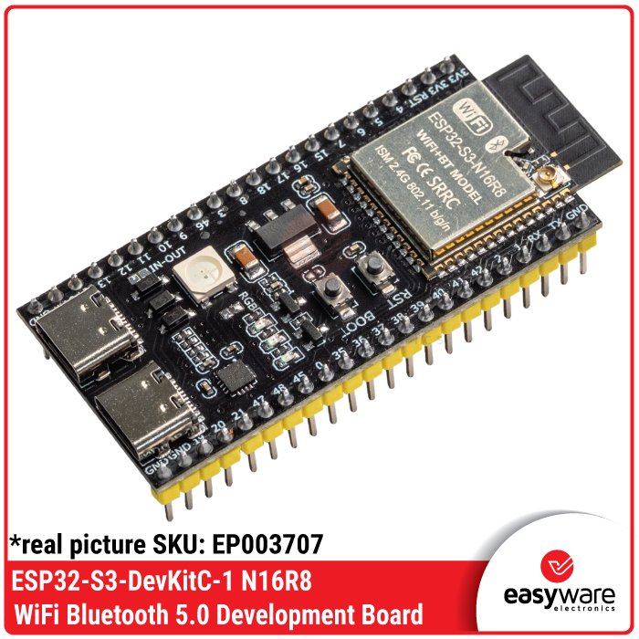 ESP32-S3-DevKitC-1 N16R8 – Board Development WiFi 6 & Bluetooth 5.0 Dual Core 16MB Flash 8MB PSRAM