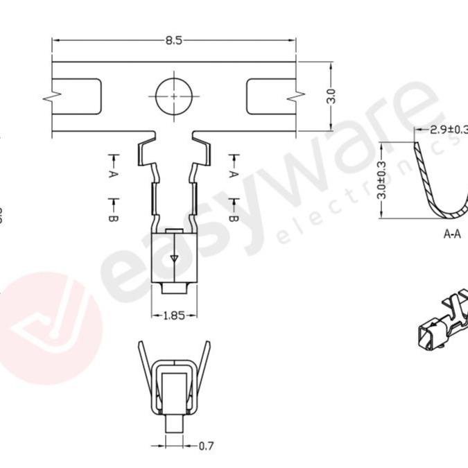 100x JST XH2.50mm CI22 INNER 2.50 mm female Wire Housing Pin Metal Terminal 2.50 - Image 2