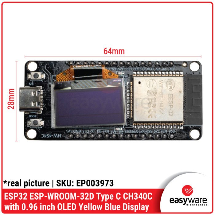ESP32 WROOM-32D + OLED 0.96 Inch Type C CH340C Development Board WiFi Bluetooth - Image 2