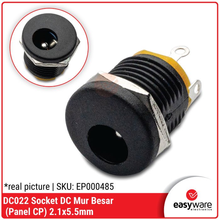 DC-022 Socket DC Mur Besar Panel CP 2.1×5.5mm Jack Power Supply Socket