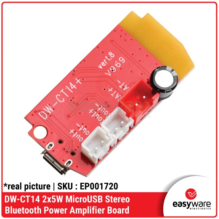 DW-CT14 Bluetooth Power Amplifier Board – Modul Stereo 2x5W Input MicroUSB untuk Speaker DIY - Image 3