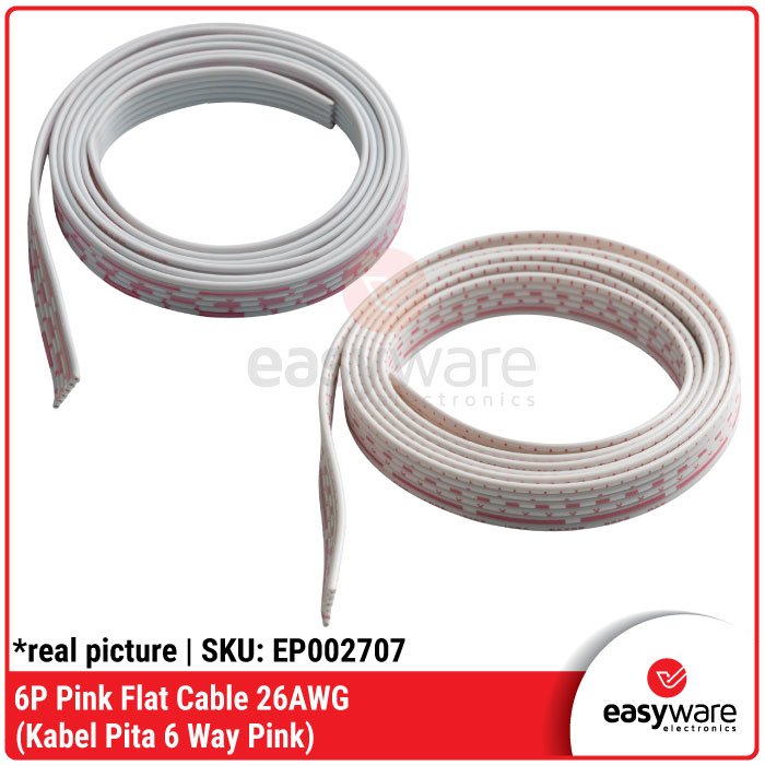 Kabel Pita 6 Pin 6P 6 Line Way AWG 26 Ribbon Flat Satu Meter Kabel Serabut 6P 6 Pin Abu / Pink - Image 5