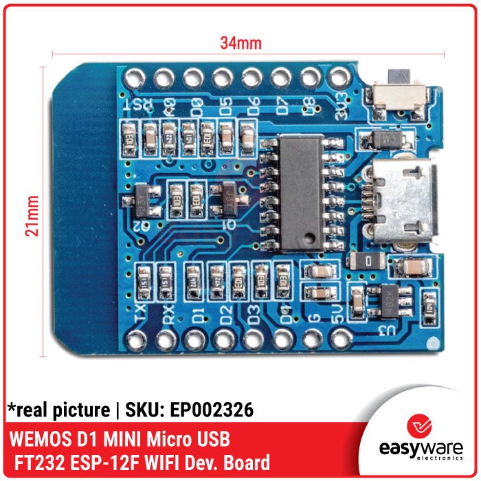 WEMOS D1 MINI ESP8266 ESP-12F WiFi Board – Micro USB / Type C CH340 / FT232 - Image 7