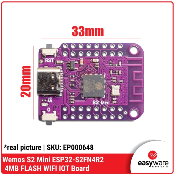 Wemos S2 Mini ESP32-S2FN4R2 4MB Flash – Modul WiFi IoT 2MB PSRAM - Image 2