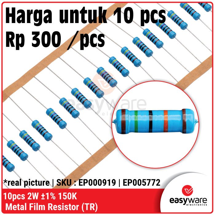 10x Metal Film Resistor 2W 1% 1R 10R 56R 100R 220R 330R 470R 1K 2K2 10K 47K 100K 150K - Image 6
