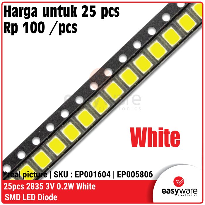 25 Pcs 2835 SMD LED Diode 0.2W 2V – White Warm White Orange - Image 5