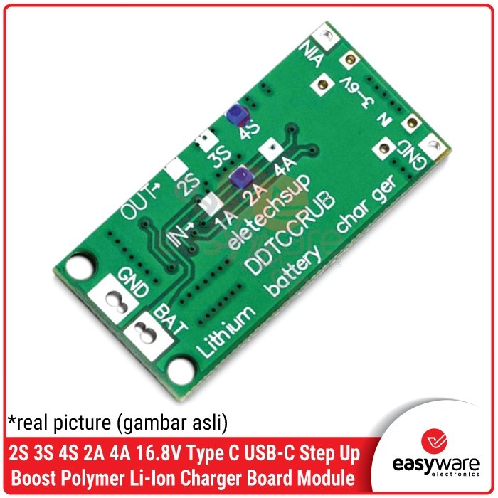 Modul Charger Baterai Universal Type C: 2S, 3S, 4S LiPo/Li-Ion Output 8.4V-16.8V Arus 1A-4A dengan Proteksi Penuh! - Image 2