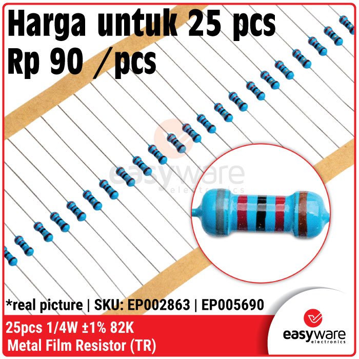 25x Metal Film Resistor 1/4W 1% 68K 82K 100K 120K 150K 180K 200K 220K 270K 300K - Image 10