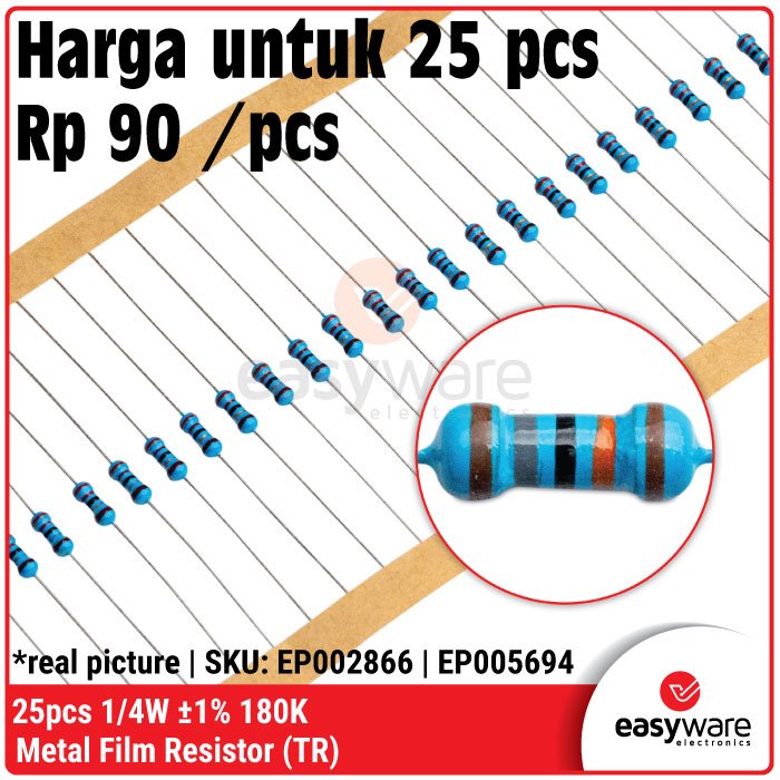 25x Metal Film Resistor 1/4W 1% 68K 82K 100K 120K 150K 180K 200K 220K 270K 300K - Image 6