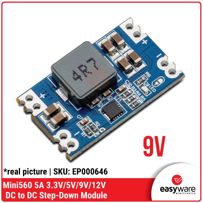 MINI560 DC-DC Step Down Module 5A – Buck Converter Output 3.3V, 5V, 9V, 12V Fixed - Image 6