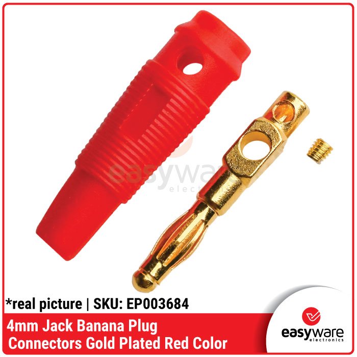 Banana Plug 4mm Gold Plated – Konektor Jack Audio & Power Supply Merah Kuning Hijau Biru Hitam Putih - Image 4