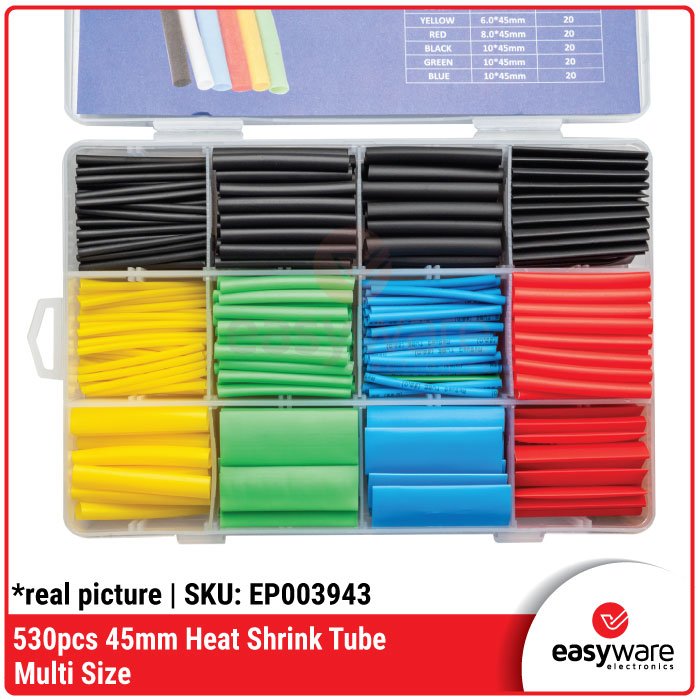 Kit Heat Shrink Tube 530pcs – Selongsong Bakar Multi Warna & Diameter, Rasio 2:1 - Image 3