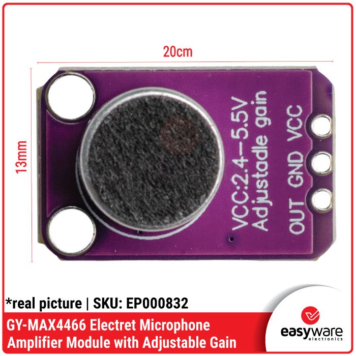 Modul Sensor Suara GY-MAX4466 Electret Microphone Amplifier – Gain Adjustable - Image 3