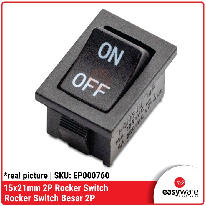 Rocker Switch 2P 15x21mm KCD1-101 6A 250V – Saklar Power Kotak On-Off 2 Pin - Image 2