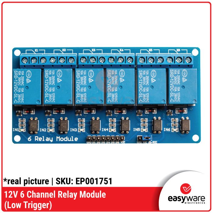 Modul Relay 6 Channel 12V Low Trigger – Relay Board untuk Kontrol Arduino dan Mikrokontroler - Image 2