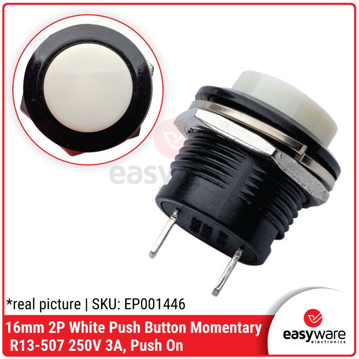 Push Button R13-507 16mm Round Saklar Tombol R13-507 2 Pin AC 250V 3A – Merah Hijau Biru Kuning Hitam Putih - Image 7
