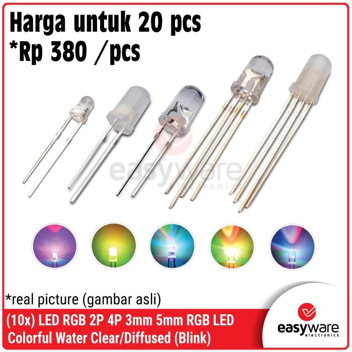 10 Pcs LED RGB 3mm 5mm 10mm – 2 Pin Fast/Slow Flash & 4 Pin Anode/Cathode