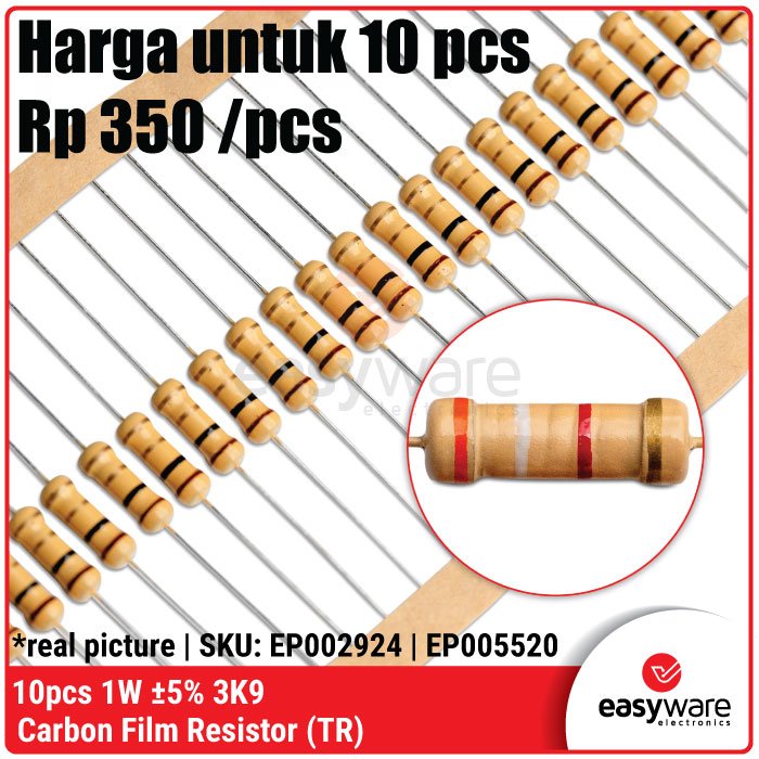 10x Carbon Film Resistor 1W 5% 1K 1K5 2K2 3K3 3K9 4K7 6K8 10K 12K 22K - Image 5