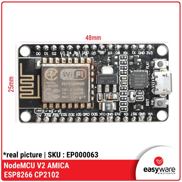 NodeMCU V2 AMICA ESP8266 CP2102 – Modul WiFi Development Board IoT MicroUSB - Image 2