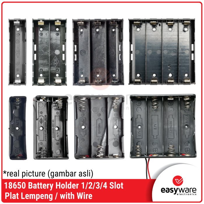 18650 Battery Holder plat 1 Slot 2 Slot 3 Slot 4 Slot With Wire Dudukan Baterai Plat Lempeng Kotak Baterai dengan kabel 18650 Li-ion