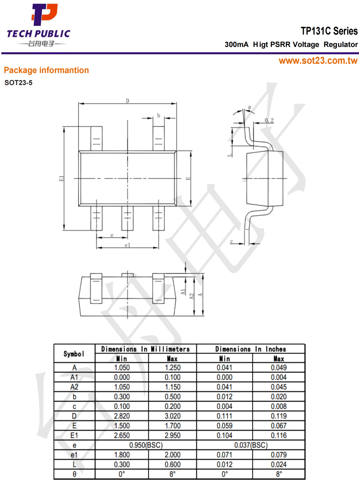 IC RT9193-33GB LDO Regulator 3.3V SOT-23-5 TECH PUBLIC Low Dropout IC Voltage Regulator - Image 2