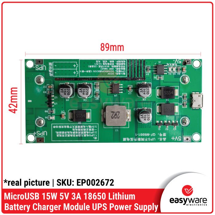 Module Charger 18650 UPS 5V 3A – MicroUSB 15W Power Supply Module UPS untuk IoT & Router - Image 3
