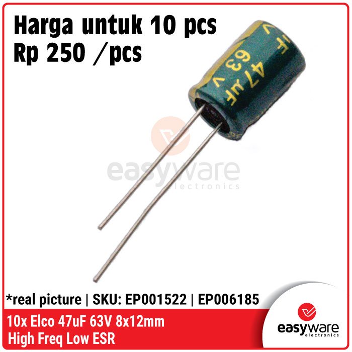 10x Elco High Frequency Low ESR Elco 22uf 33uF 47uF/50V 47uF/63V 47uF/100V 100uF/35V Elektrolit Kapasitor - Image 4