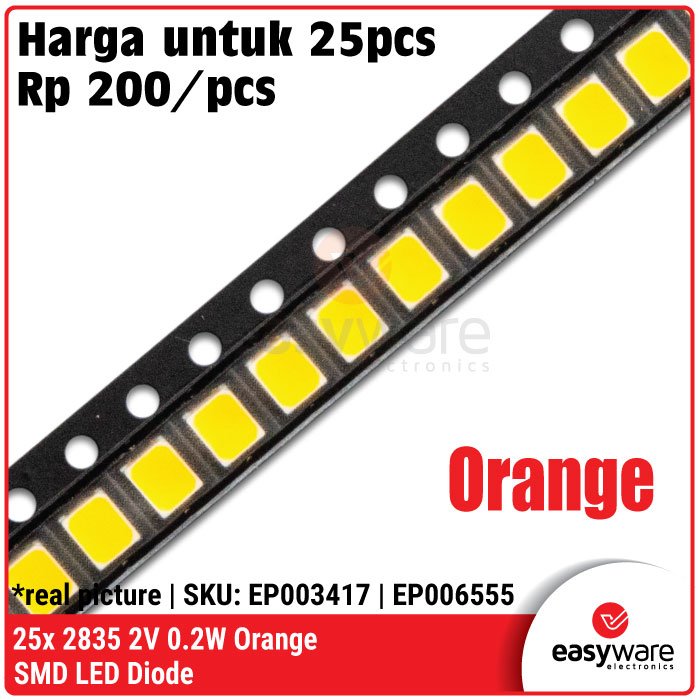 25 Pcs 2835 SMD LED Diode 0.2W 2V – White Warm White Orange - Image 6