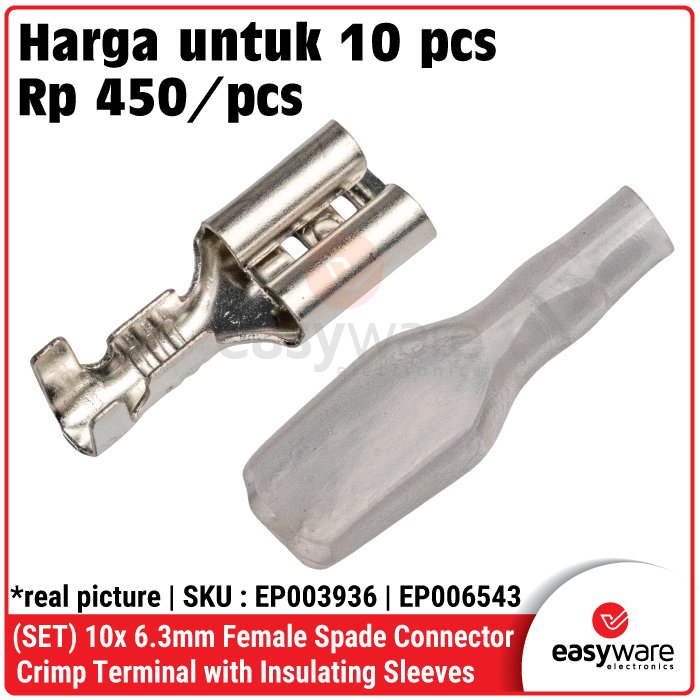 10 set 6.3mm Female Spade Connector Crimp Terminal with Insulating Sleeves For Terminals 22-16AWG Skun Female S-03 - Image 2