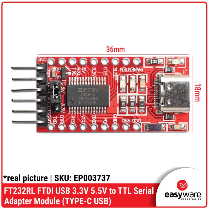 Modul FT232RL FTDI USB to TTL Serial Adapter – Converter 3.3V 5V Pilihan Mini USB / Type-C - Image 6
