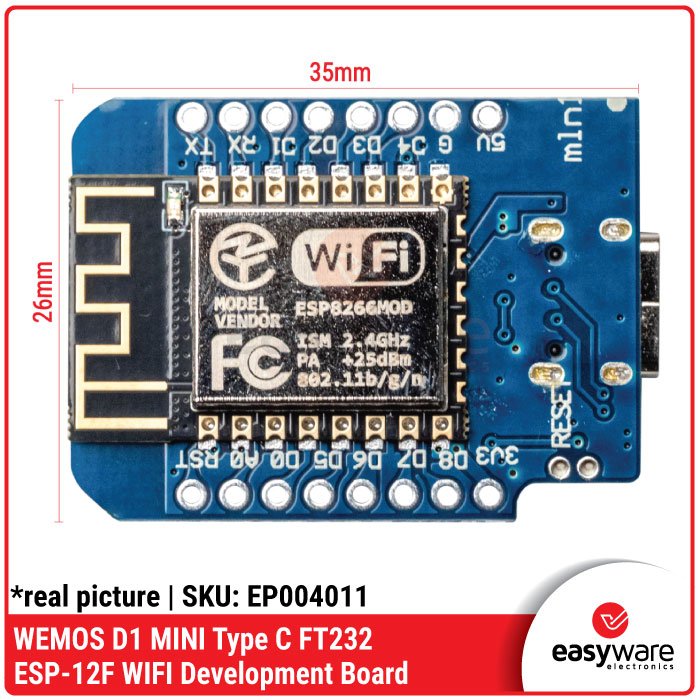 WEMOS D1 MINI ESP8266 ESP-12F WiFi Board – Micro USB / Type C CH340 / FT232 - Image 14